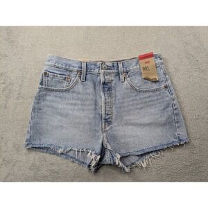 Levis 501 Original High Rise Denim Shorts Light Wash Blue Cutoff 56327-0407 W31